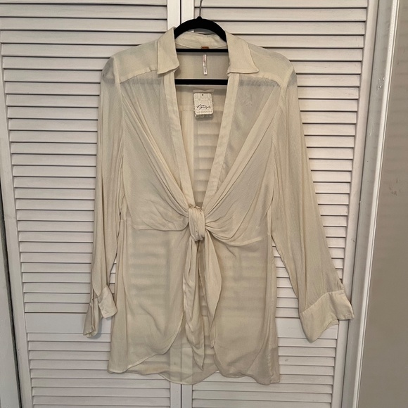 Free People Sheer long sleeve Ivory tunic - Picture 7 of 7